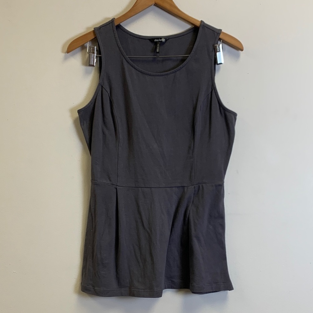 Daisy Fuentes Dark Gray Sleeveless Peplum Tank
